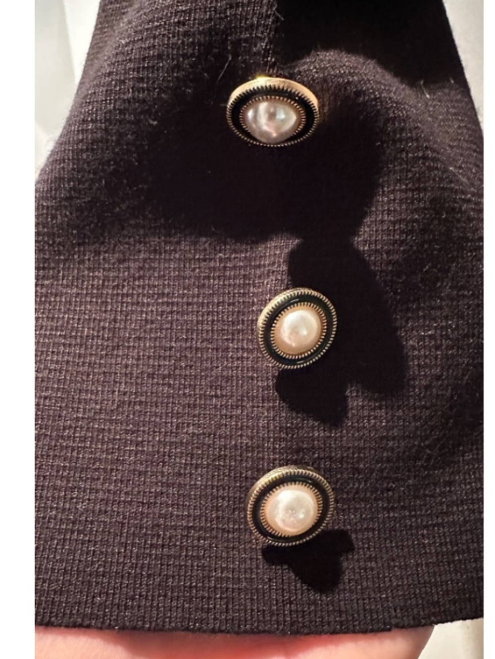 Zara Black Knit Leggings with Pearl Buttons SZ L
